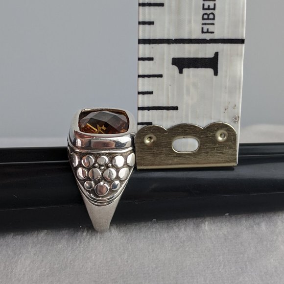 CITRINE STERLING SILVER Square Cut Dot Band Ring - Picture 14 of 15